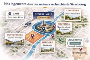 Carte des quartiers de Strasbourg